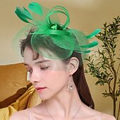 billige Fascinatorer-fascinators Fjær Fedora Bryllup Aftenselskap Te Fest Kentucky Derby Hesteløp Elegant Årgang søt stil Med Fjær Hodeplagg Hodeplagg