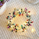 olcso LED szalagfények-LED Tündér Karácsonyi Fények 5M 2M Koszorú Dísz PVC AA Elemes Mini Izzók Nem Cserélhető Többszínű Fényerő Ünnepi Otthoni Dekorációhoz Illeszkedik