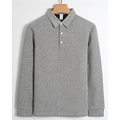abordables Tapas-Men's Hiking top Polo Shirt Cotton Shirt Long Sleeve Turndown Top Outdoor Thermal Warm Winter Autumn / Fall Polyester Black White Dark Blue Gym Workout Traveling