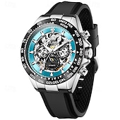 cheap Mechanical Watches-The New Olevs Silicone Men'S Business Watch With Luminous Calendar And Moon Phase Display A Multi-Functional Fully Automatic Mechanical Watch Is A Fashionable Casual Waterproof Sports Wristwatch