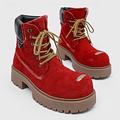 economico Stivali da lavoro-Per uomo Stivali Stivali da Lavoro Camminata Vintage Quotidiano PU Aumento Altezza Confortevole Stivali a Metà Polpaccio Allacciatura Tessuto almond Marrone scuro Nero Autunno Inverno