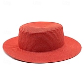 economico Cappelli da Festa-Cappelli Poliestere Cappello di paglia Matrimonio Ferie Tè Corsa di Cavalli Cocktail Vintage Protezione Solare Con Giunzione Copricapo Copricapo