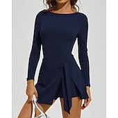 baratos Vestido Feminino-Mulheres Cor Sólida Vestido de tênis Vestido esportivo Manga Longa Fashion Tênis Pickleball Corrida Conjuntos Preto Rosa claro Cáqui Roupas de tênis