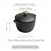 economico Pentole e padelle-Casseruola in Ghisa Olandese da 16 cm - Cottura di Riso Nera  Piatto per Stufato - Utensili da Cucina Versatili per Cottura e Stufatura (1.5 Quart) Regalo di Natale