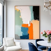 cheap Abstract Paintings-Original Abstract Color Block Painting Modern Geometric Canvas Art Large Textured Colorful Wall Art Handmade Office Decor
