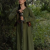 cheap Dresses-Retro Vintage Medieval Renaissance Dress Cosplay Costume Tunic Dress Viking Ranger Elven Fancy Dress Women's Celtic Viking Halloween Carnival Masquerade Performance Halloween LARP Adults' Dress All