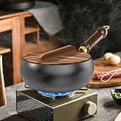 billiga Köksset-handsmidd järngryta med stor mage, obelagd liten stekpanna, traditionella köksredskap för mångsidig matlagning, värmehållning