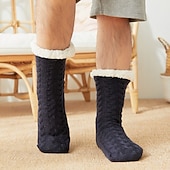  Heren winter fleece vloer sokken warme dikke antislip pantoffels voor volwassenen binnen en buiten