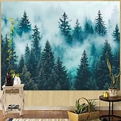 Χαμηλού Κόστους Δάσος Ταπισερί-ταπετσαρία τοίχου μυστηριώδες δάσος ομίχλη τοπίο θέα δέντρου μεγάλη τέχνη τοιχογραφία διακόσμηση κουβέρτα κουρτίνα κρεμαστή για σπίτι υπνοδωμάτιο σαλόνι κοιτώνα διακόσμηση τοίχου
