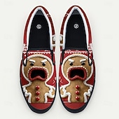  Sapatos masculinos estilo biscoito de gengibre natalino – design festivo em 3D, divertido e confortável, ótimo para festas de fim de ano e eventos de Natal