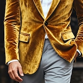 abordables Blazers Classiques pour Hommes-Hommes Manteau d&#039;Hiver Blazers en velours Formel Tenue de soirée Événement / Fête Classique Automne &amp; Hiver Velours Couleur Unie Droit 1 bouton veste Rouge 1 Jaune Bleu Roi Vert foncé