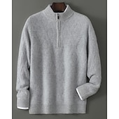preiswerte Wollpullover für Herren-Hochwertiger Herrenpullover aus reiner Wolle und Kaschmir mit Viertelreißverschluss, klassischer Strickpullover, weich, warm und atmungsaktiv.