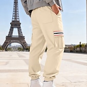 economico Carico-Per uomo Pantaloni da tuta Pantaloni in Pile Joggers Pantaloni Pantaloni invernali Coulisse Tasca Elastico in vita Patchwork Comodità Caldo Sport all'Aperto Quotidiano Moda Casual Nero Bianco