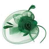 cheap Fascinators-Fascinators Tulle Fedora Hat Wedding Tea Party Horse Race Cocktail Elegant Vintage With Feather Tulle Headpiece Headwear
