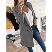voordelige Winterjassen-Dames Winterjas Comfortabel Ademend Zak Knop Casual Effen Vakantie Straat Casual Alledaagse kleding Enkele rij knopen Lang Strijkijzer Normale pasvorm Lange mouw bovenkleding Zwart Geel Rood Lente