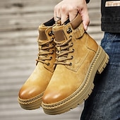 זול מגפי עבודה-מגפי הליכה בצבע חום בהיר לגברים - עמידים ונוחים, מושלמים להרפתקאות חוץ, טיולים רגליים ולבוש יומיומי