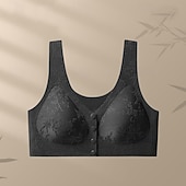 baratos Sutiãs esportivos &amp; coletes-Mulheres Sutiã com fecho frontal Roupa-Interior Conforto Liberdade Total Sem Fio Cor Sólida / Simples Esporte Roupas Esportivas Roxo Profundo Preto Academia Pilates Zumba