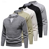tanie suéter de los hombres-Men's Sweater Pullover Sweater Jumper Ribbed Knit Regular Tops 2 in 1 Knitted Plain High Neck Knitwear Contemporary Casual Daily Wear Clothing Apparel Fall &amp; Winter Black Light Grey M L XL