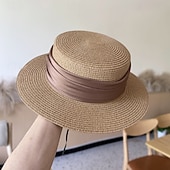 Χαμηλού Κόστους Καπέλα Γιορτής-Καπέλα Πολυεστέρας Άχυρο Ψάθινο καπέλο Καπέλο ηλίου Γάμου Αργίες Πάρτι Τσαγιού Ιπποδρομία κοκτέιλ Κομψό Βίντατζ Αντιηλιακή Προστασία Με Κορδέλες Ακουστικό Καπέλα