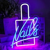 Недорогие Декоративные огни-1 шт., розовый светильник для ногтей в виде букв для девочек, неоновый декоративный настенный светильник для салона красоты, светильник для спальни, USB-питание, регулируемая яркость