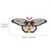 お買い得  彫刻-1個のクリエイティブでシンプルな壁掛けストライプの蝶型ディスプレイスタンド、釘なし、カラフルなクリエイティブな蝶型の壁飾り吊り下げピース組み立て木製手工芸品吊り下げ装飾