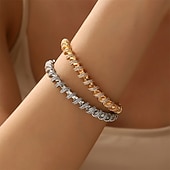 billiga Braccialetti-Zircon Classic Mini Elegant Personalized Simple Trendy Chrome Bracelet Jewelry Silver / Golden For Wedding Party Engagement Prom