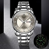 abordables Montres à quartz-La nouvelle montre pour hommes au cadran romain Deblve à la mode et tendance avec bracelet en alliage calendrier lumineux et affichage du jour. C'est un choix idéal pour une vie simple décontractée