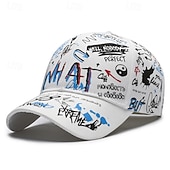 tanie Czapka baseballowa męska-Męskie Czapka z daszkiem Kapelusz Czapka Truckera Biały Niebieski Poliester Korygujący Moda Dzienne zużycie Graffiti hip-hopowe Oddychający
