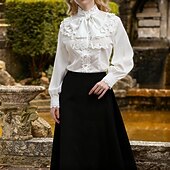 levne Topy-Retro Rokoko Středověké Halenka / košile Volánkový rukáv Princeznovské Upír Královna Krajka Mašle Jednobarevné Maškarní kostým Dámské Pirát Královský Steampunk Plesová maškaráda Běžné / Denní Dospělé