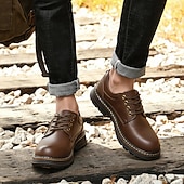 baratos Sapatos Casuais com Cadarço-Homens Oxfords Tênis de trabalho Vintage Negócio Clássico Diário Escritório e Carreira Couro Prova-de-Água Antiderrapante Com Cadarço Preto Marron Outono Inverno
