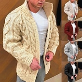 economico Maglioni Cardigan da uomo-Per uomo Maglione a trecce Felpa Cardigan Treccia Maglia Top Regolari Lavorato a maglia Semplice Colletto Mao Moderno Contemporaneo Casual Casuale Ferie Abbigliamento Primavera Autunno &amp; Inverno