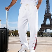 Herre Joggebukser Bukser Snorer Lomme Elastisk midje Ruter Komfort Sport & Utendørs Daglig Mote Fritid Svart Hvit Mikroelastisk billige Rett ben-Herre Joggebukser Bukser Snorer Lomme Elastisk midje Ruter Komfort Sport & Utendørs Daglig Mote Fritid Svart Hvit Mikroelastisk