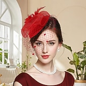 abordables Fascinadores-Fascinators Tejido Sombrero de fieltro Boda Fiesta de Té Carrera de caballos cóctel Elegante Vintage Estilo lindo Con Pluma Flor Celada Sombreros