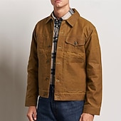 abordables Chaquetas Cargo-Hombre Chaqueta de camionero Chaqueta tipo cargo Vacaciones Diario Resistencia al desgaste Bolsillo Primavera Otoño Plano Moda Clásico Diseño Regular Marrón Chaquetas