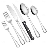 economico Sala da pranzo e posate-Set di posate natalizie in acciaio inox da 24 pezzi, coltello, forchetta, cucchiaio, stoviglie, utensili da cena occidentali, set regalo per le feste di Natale