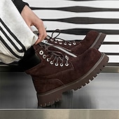 Χαμηλού Κόστους Μπότες εργασίας-Ανδρικά χακί σουέτ μποτάκια εργασίας μέχρι τον αστράγαλο με στιβαρή σόλα και απαλή εσωτερική επένδυση, ελαφριά, casual μπότες εξωτερικού χώρου για φθινοπωρινή και χειμερινή χρήση.