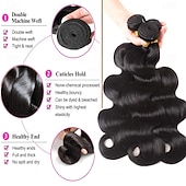 baratos 3 conjuntos de extensões de cabelo natural-12a pacotes de cabelo humano 8-28 polegadas onda corporal 100% cabelo virgem brasileiro não processado 4 pacotes extensões de cabelo humano trama rápida preto natural