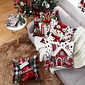 billiga Julbäddset-Julplyschkuddfodral i linne, modernt minimalistiskt dekorativt örngott för hemmet, soffan, kontoret eller bilens semesteratmosfär