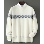 preiswerte Wollpullover für Herren-Herren-Weihnachtspullover aus hochwertiger, reiner Wolle und Kaschmir, Rundhalsausschnitt, klassisches Argyle-Strickmuster, Fair-Isle-Pullover, weich, warm und atmungsaktiv.