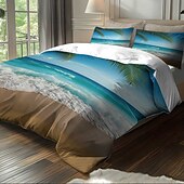 お買い得  羽毛布団カバーセット-ビーチブラウンの桐の木のバス3ピースダウン羽毛布団カバーセット、大きなベッド用、柔らかいショートフリース掛け布団カバーと枕カバー2枚付き - ホテルの寝室の寝具、居心地の良い &amp; 快適