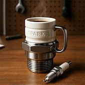 cheap Mugs &amp; Cups-Spark Plug Mug, 12oz Novelty Funny Tea Cup with Engine Sparks Plugs Design and Heat-Insulated Handle, Unique Gift for Mechanics, Engineers, Gearheads &amp; Car Enthusiasts