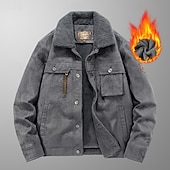 abordables Vestes en Suède Synthétique-Homme Veste en faux suède Veste en Polaire Veste Cargo Formel Maison Tactique Avec Poches Classique Automne Hiver Couleur Unie Actif ancien Col de chemise Régulier Noir Marron Vert Kaki Gris Veste