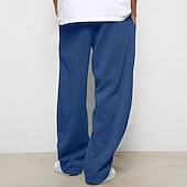 זול רגל ישרה-בגדי ריקוד גברים מכנסי טרנינג מכנסי טרנינג עם רגליים רחבות מכנסיים מכנסיים רחבים מכנסי טרנינג פתוחים שרוך אלסטית מותניים רגל ישרה אחיד נושם באורך מלא ספורט חוץ קזו&#039;אל יומי אופנתי סגנון רחוב שחור לבן