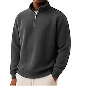 abordables Polo Classique pour Hommes-Homme Chemises Polo Gaufre Polo à fermeture éclair Sport en Plein Air Occasionnel Col montant Fermeture éclair manche longue Mode Moderne Couleur Unie Texturé Tricoté Printemps &amp; Automne Toutes