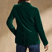 halpa Bleiserit ja puvut-Naisten Bleiseri Velvet Blazerit Pidä lämpimänä Mukava Tasku Napit Tyylikäs Vintage Tavallinen Loma Katu Kausaliteetti Arki-asut Normaali Lovikäänne Normaali Pitkähihainen Päällysvaatteet Musta Viini
