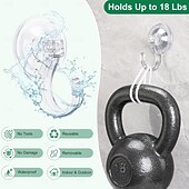 economico Ganci e accessori-4 ganci a ventosa per ghirlande: resistenti, reggono fino a 8,2 kg (18 libbre), ganci grandi da 1,8 pollici, ideali per ghirlande di Halloween e Natale, non richiedono attrezzi, non danneggiano porte