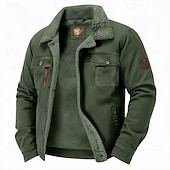 abordables Vestes en Suède Synthétique-Homme Veste en faux suède Veste en Polaire Veste Cargo Formel Maison Tactique Avec Poches Classique Automne Hiver Couleur Unie Actif ancien Col de chemise Régulier Noir Marron Vert Kaki Gris Veste