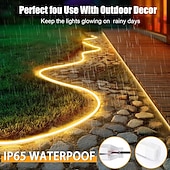 billige Plug Strip Lights-LED neonslyngelys 32,8 fot varm hvit dimbar LED-stripelys DIY fleksibel silikon vanntett neonslyngelys for soverom stue kjøkken innendørs utendørs DC24V (strømadapter inkludert)