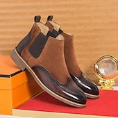 preiswerte Chelsea -Stiefel-Braune Chelsea-Boots aus Kunstleder für Herren – stilvoll und elegant, perfekt für Business Casual, formelle Anlässe und den Alltag.