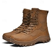 economico Scarponi da trekking-stivali da combattimento impermeabili marroni da uomo con suola ammortizzante e supporto rinforzato alla caviglia, calzature tattiche resistenti per lavoro, escursionismo e campeggio